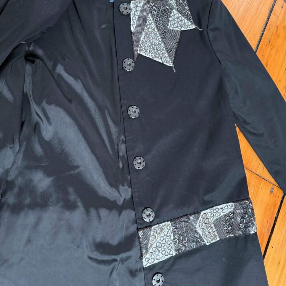 Gossip Girl Serena Gryphon Black Trench Coat with beaded Accents XS/S - Picture 5 of 16